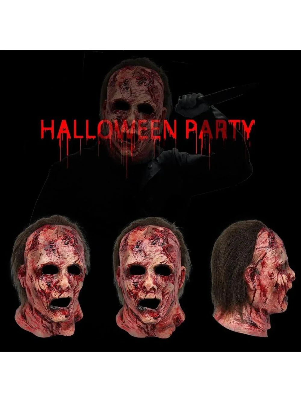 Women's Scary Masquerade Cosplay Creepy Horror Bloody Full Head Halloween Mask